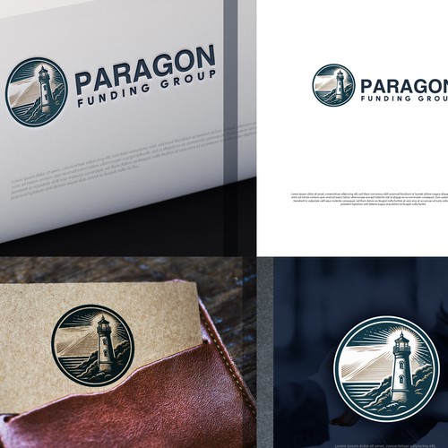 Black brand with the title 'Vintage lighthouse logo with and contemporary twist.'