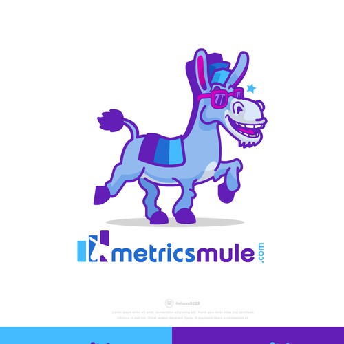 Cartoon brand with the title 'Fun Mule logo for MetricsMule.'