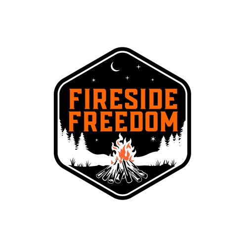 Fire pit logo with the title 'Fireside Freedom logo'