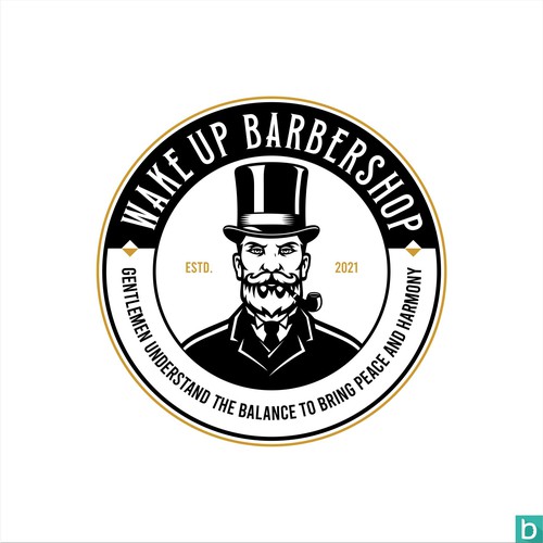 Barber brand with the title 'WAKE UP BARBERSHOP'