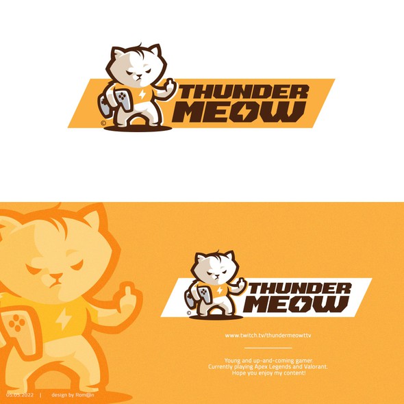 Character logo with the title 'Thunder Meow'