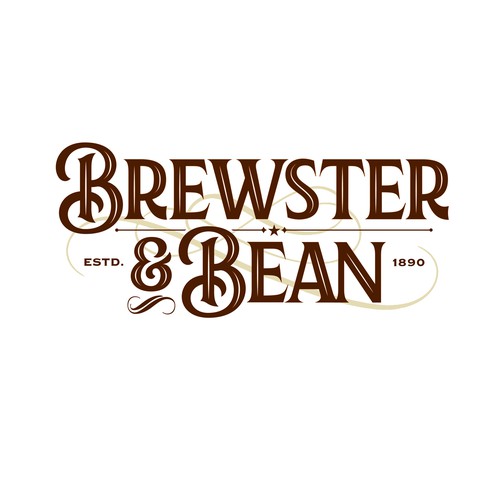 Baroque logo with the title 'Brewster and Bean Coffee Shop Logo'