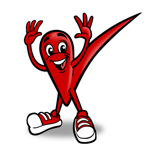 Check design with the title 'RedMark Bank mascot'