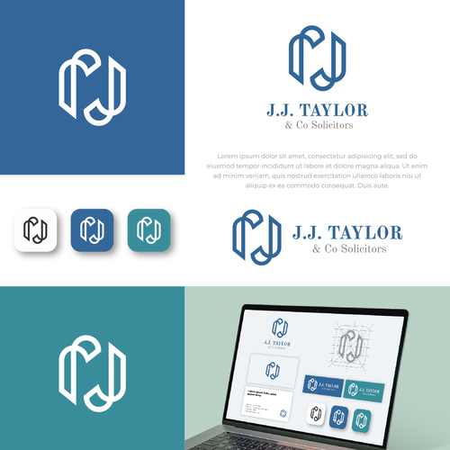 Formal design with the title 'J.J. TAYLOR Monoline Logo Design'