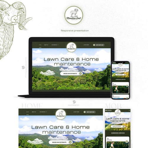 Grass design with the title 'Mountain Goat Maintenance'