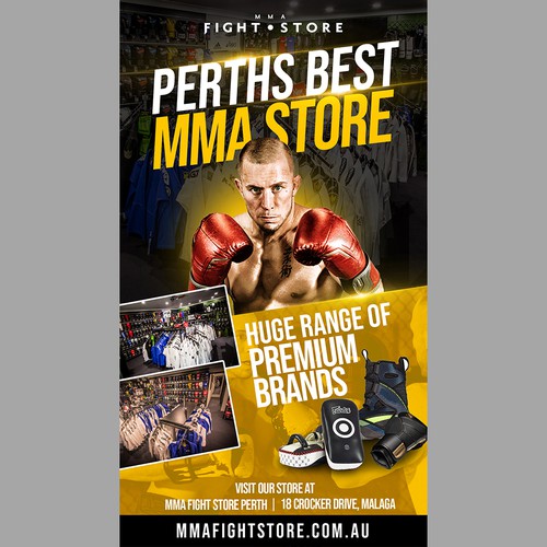 Mixed martial arts design with the title 'Perth Best MMA Store'