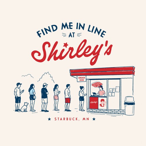 Political t-shirt with the title 'Shirley's Treats & Eats is a nostalgic, small-town, 1950's-style walk-up ice cream shop in Starbuck, Minnesota'