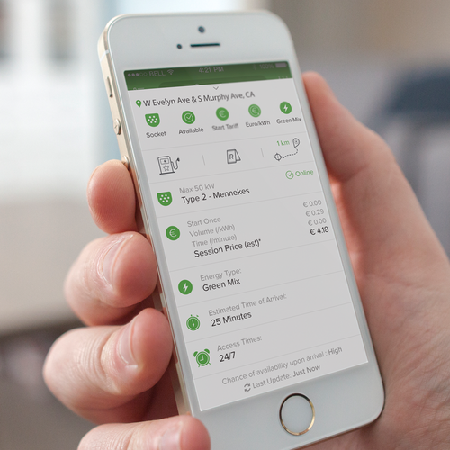 Tesla design with the title 'EV Charging Station App'