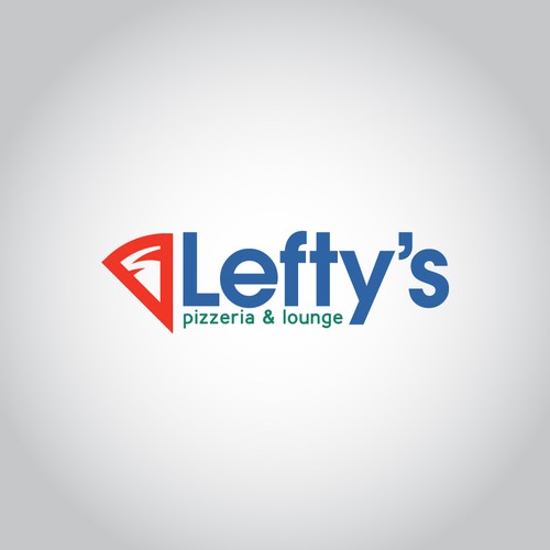 Pizza logo with the title 'Logo design for Lefty's pizzeria'