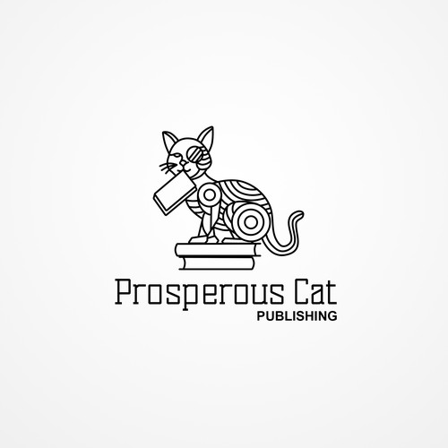 Publishing logo with the title 'Line Logo for Prosperous Cat Publishing'