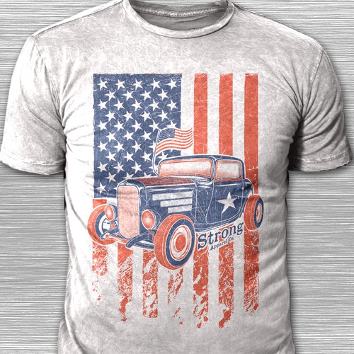 Hot rod design with the title 'T-shirt Concept for American Street Rods show'