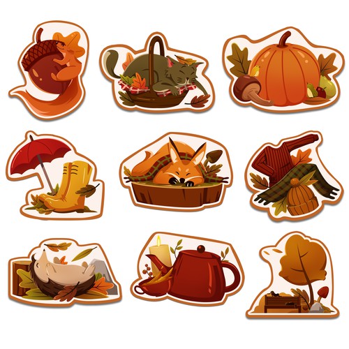 Autumn artwork with the title 'Fall / Autumn Cookies designs.'