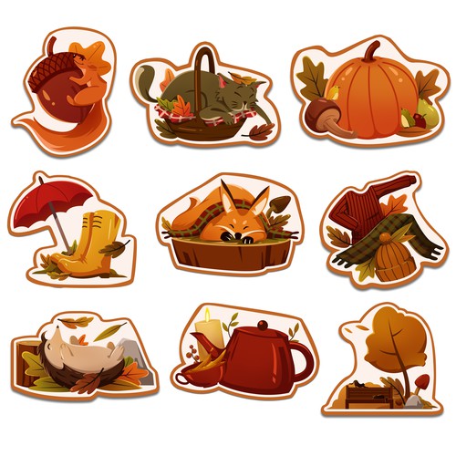 Digital illustration with the title 'Fall / Autumn Cookies designs.'