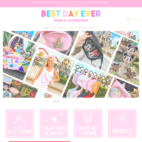 Ecommerce design with the title 'Best Day Ever Magical Accessories Design'