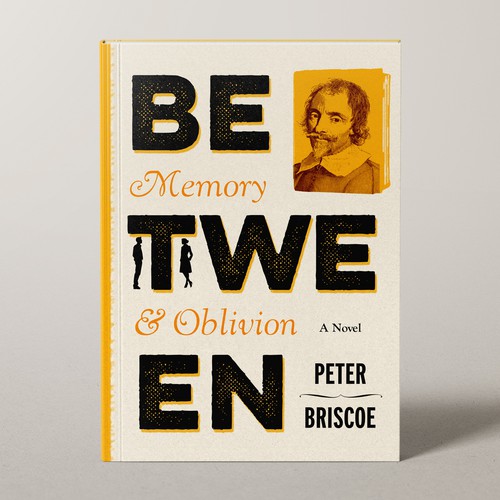 Orange book cover with the title 'Between Memory and Oblivion Book Cover Design'