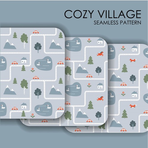 Textile illustration with the title 'Seamless pattern'