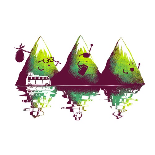 Surreal design with the title 'Travel Mountain'