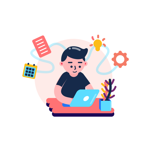 Geometric shape artwork with the title 'start up'