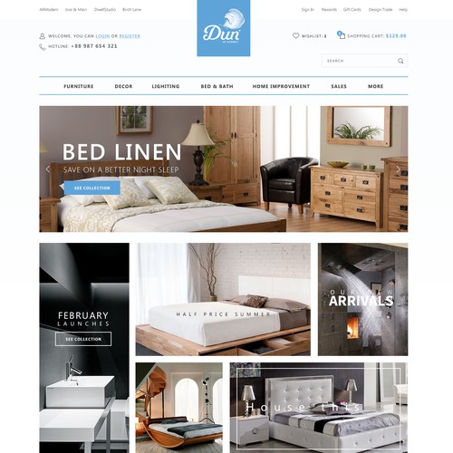 Bedroom design with the title 'Simple, modern and bright webshop with bedroom stuff'