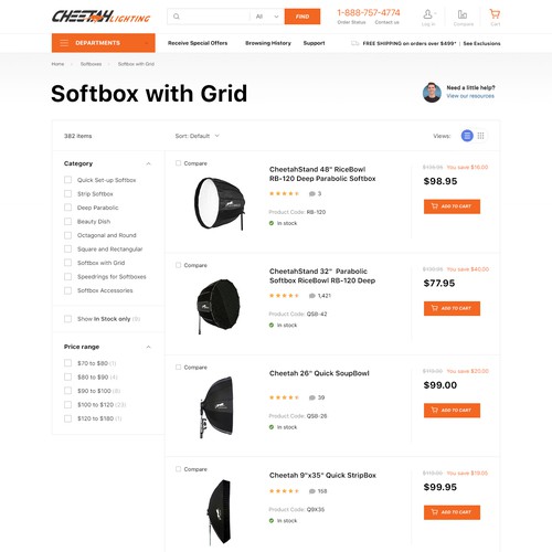 Magento website with the title 'Cheeta Lighting'