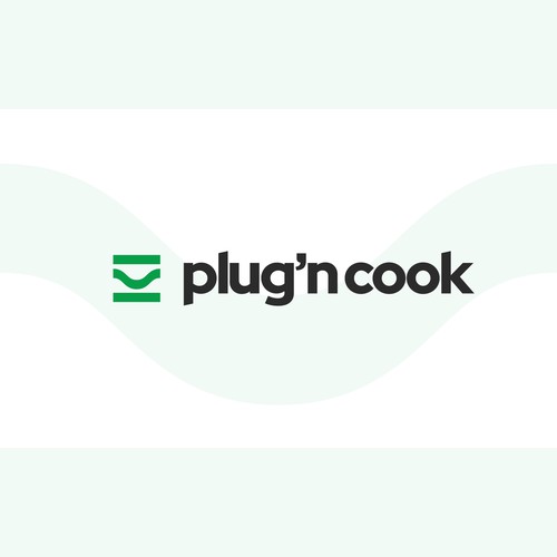 Food delivery logo with the title 'Logo Concept for plug'n cook'