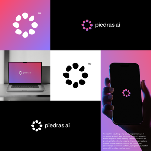 Collaboration design with the title 'Piedras AI: Building Intelligence, Stone by Stone'
