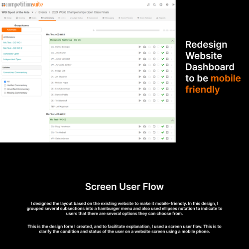 Mobile responsive website with the title 'Redesign dashboard mobile friendly'