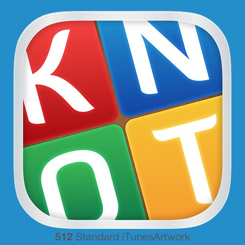 Puzzle design with the title 'Icon for game to unscramble a phrase that is in a 'knot''