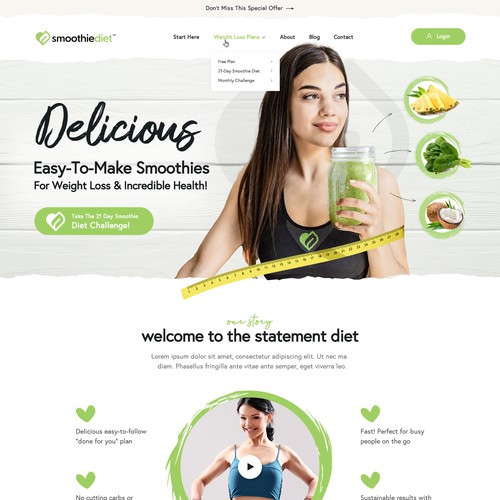 Diet design with the title 'Web Design For Health and Nutrition Brand '