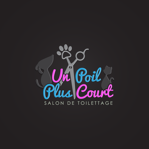 Cat and dog logo with the title 'Un Poil Plus Court'