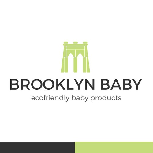 Green logo with the title 'Logo concept for an eco-friendly baby store'