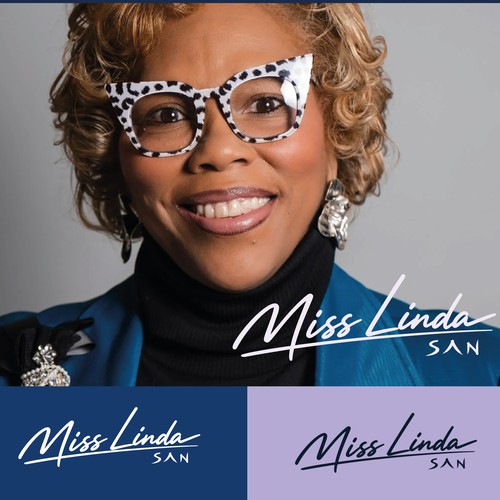 Personal logo with the title 'Miss Linda San — Children’s Book Author & Storyteller Logo'
