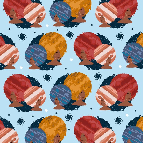 Afro design with the title 'Afros from another planet.'