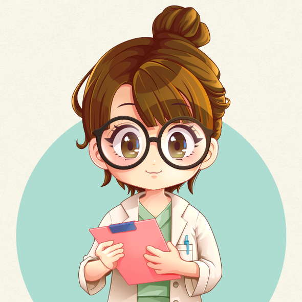 Chibi design with the title 'Character Design : Dentist Girl'