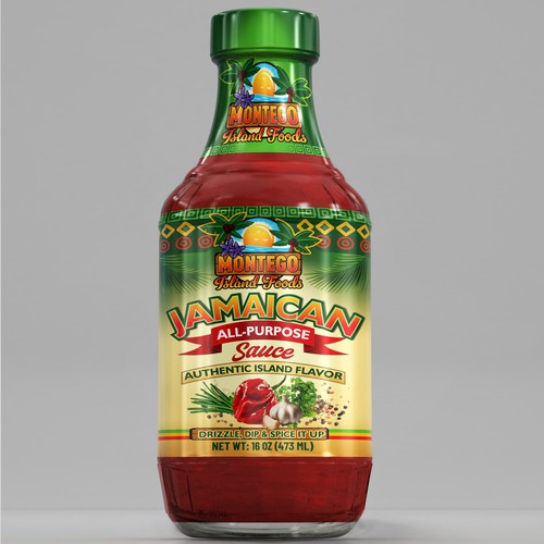 Label with the title 'Jamaican All-Purpose Sauce'