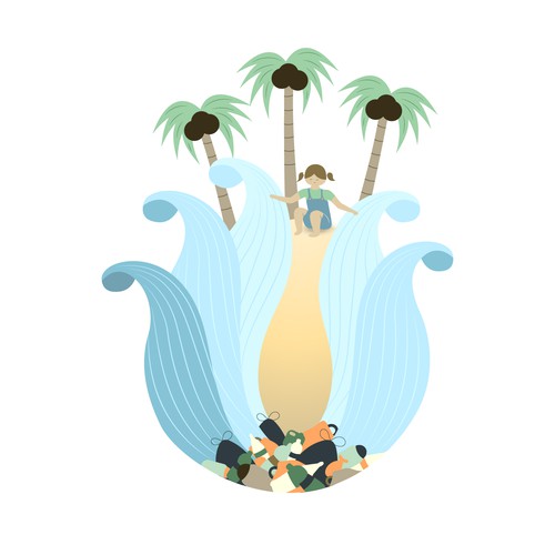 Ocean t-shirt with the title 'T-shirt illustration 'Plastic Ocean''