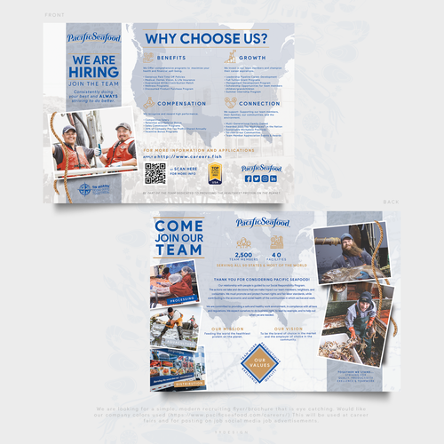 Pacific design with the title 'Modern/Clean Recruiting Flyer for Large US Seafood Company - Pacific Seafood'