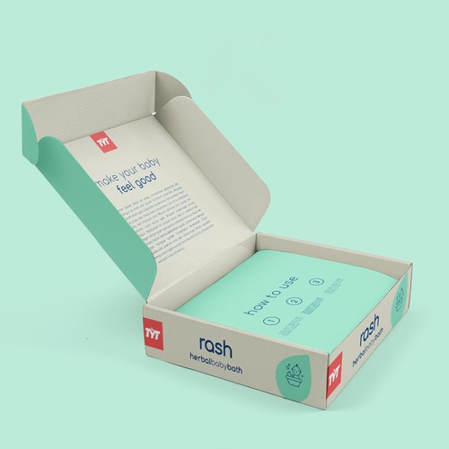 Cardboard packaging with the title 'HerbalBaby'