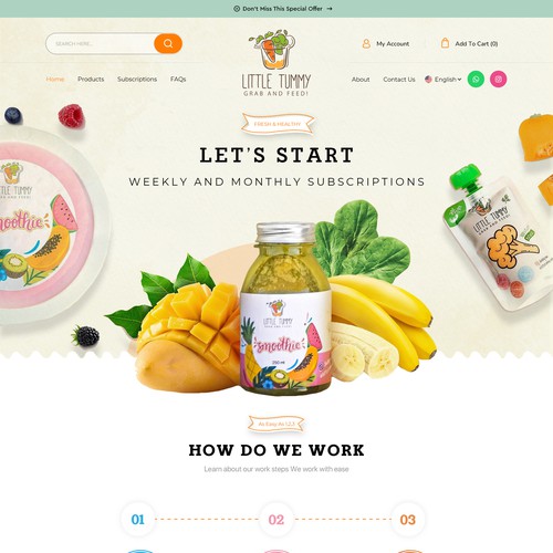 Supplement website with the title 'Healthy food website'