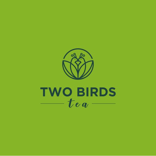 Couple logo with the title 'TWO BIRDS TEA'