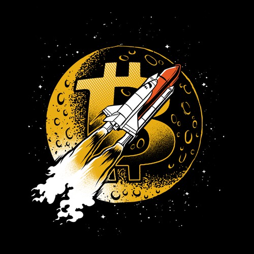 Earth design with the title 'Bitcoin to the moon!'