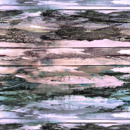 Collage artwork with the title 'Brushed mountain stripes'