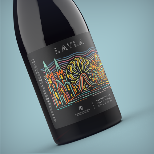 3D rendering design with the title 'Festival inspired wine label'