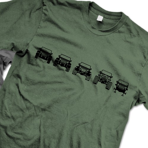 Evolution design with the title 'Evolution of Trail Jeeps Tee'