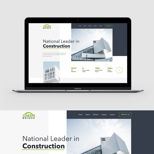 Corporate website with the title 'Contemporary Construction Company Website Design'