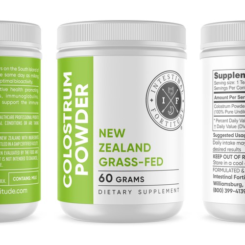 Medical label with the title 'New Zealand grass-fed label design'