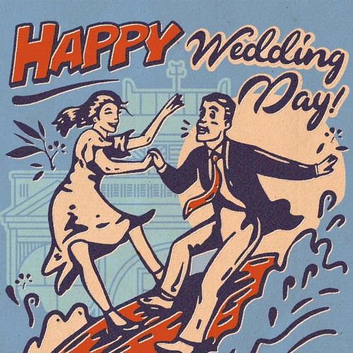 Card artwork with the title 'Happy wedding day! 💍'