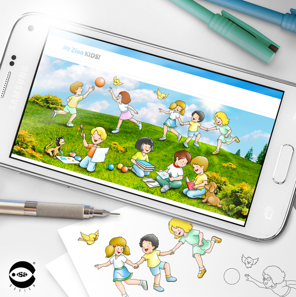 Cute illustration with the title '“Mt Zion Kids” Homepage illustration'