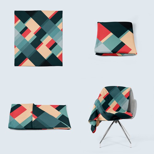 Blanket artwork with the title 'Retro geometric design for throw blanket'