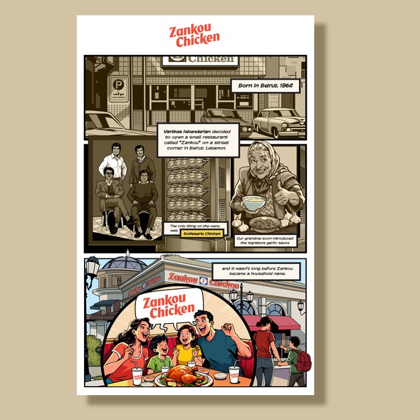 History design with the title 'Restaurant comic book'